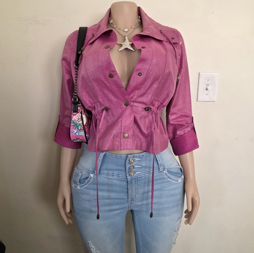 Ruby Rd. Shimmering Pink Utility Jacket - image 1